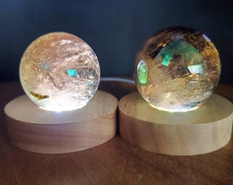 Aura Smoky Quartz Sphere Accent Lamp - Protective, Filters Out Negative Energy - Smokey Quartz Crystal Ball Healing Gemstones Home Decor