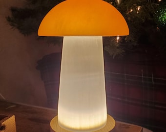 Chunky Selenite Mushroom Lamp with Wooden Base - Tranquility, Blessings, Love & Light - Satin Spar Stone Mushie Mood Light Home Decor Office