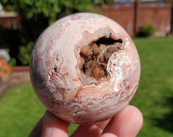 Pink Lace Agate Spheres - Balance of the Physical, Mental & Emotional, The Ultimate Energy Shield - Pink Agate Crystal Ball Healing Gemstone