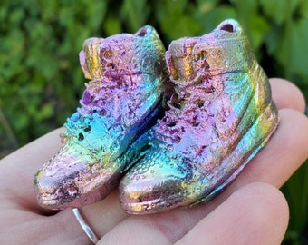 Bismuth Shoes - Helps Bond Relationships, Strengthens Visualizations - Jordan High Top Shoes Carving Healing Gemstone Decor