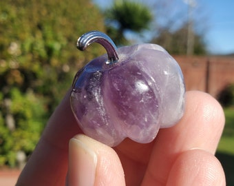Small Dream Amethyst Pumpkin - Calming, Protection, Positivity - Purple Amethyst Crystal Pumpkin Healing Gemstones