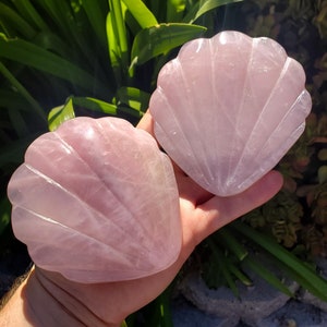 Rosenquarz Seashell Spiegel - bedingungslose Liebe, Mitgefühl, Freundlichkeit, Selbstliebe - Pink Shell Crystal Healing Kosmetikspiegel, Badezimmer Dekor