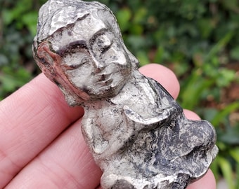 Pyrite Buddha Carving - Blocks Negativity, Boost Personal Power - 2.3" Pyrite Sitting Buddha Stone Healing Gemstones