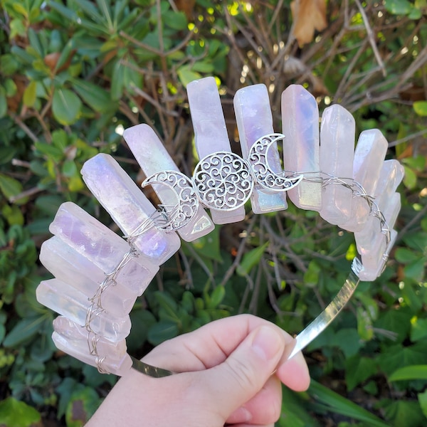 Aura Rose Quartz Crown - Unconditional Love, Compassion, Forgiveness - Pink Crystal Crown Healing Crystals Gemstones