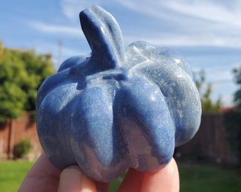 Chunky Blue Aventurine Pumpkin - Inner Strength, Self-Discipline, Communication - Aventurine Crystal Pumpkin Healing Gemstone
