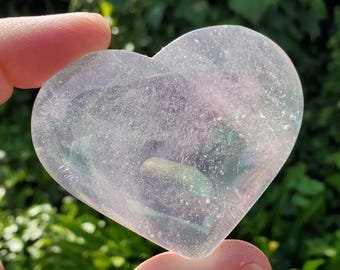 Aura Quartz Heart - Counteracts Negative, Energizes Positive Energy - Angel Aura Quartz Crystal Heart Healing Stone (stands on its side)