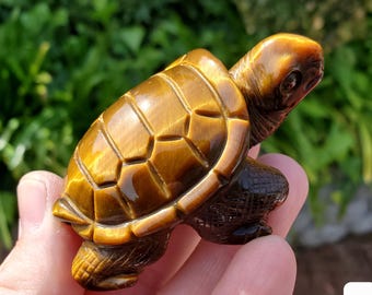 Flashy Tiger Eye Turtle - Courage, Motivation, Confidence, Grounding, Energetic Protection, Energy - Tigers Eye Crystal Healing Gemstones