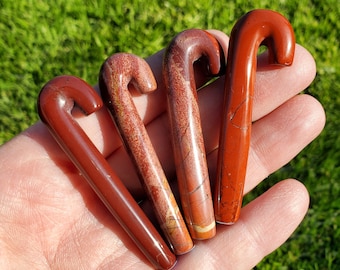 Red Jasper Candy Cane - Cellular Healing, Creativity, Reflection, Patience - Red Crystal Cane Stone Healing Gemstones