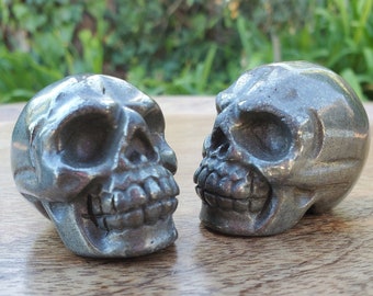 Small Pyrite Skull - Blocks Negativity, Boost Personal Power - 1.90" Carved Skull Crystal Healing Gemstones