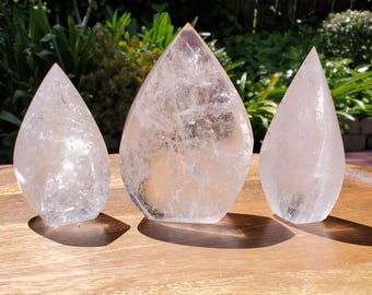 Chunky Clear Quartz Flame - Counteracts Negativity, Energizes Positive Energy, Cleanses The Aura - Quartz Crystal Point Healing Gemstone
