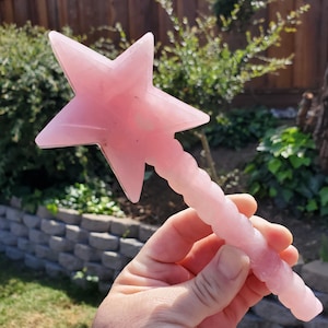 Big Rose Quartz Wand 8" long - Unconditional Love, Compassion, Forgiveness - Pink Crystal Wand Fairy Magic Wand Healing Crystals Gemstones