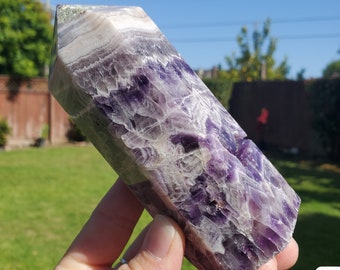 Chunky Dream Amethyst Tower - Calming, Energetic Protection, Positivity, Divine Love - Purple Amethyst Generator Crystal Healing Gemstones