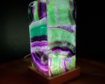 Rainbow Fluorite Lamp - Mental Clarity, Stability, Energetic Protection - 7" Accent Light Mood Lighting Crystal Lamp