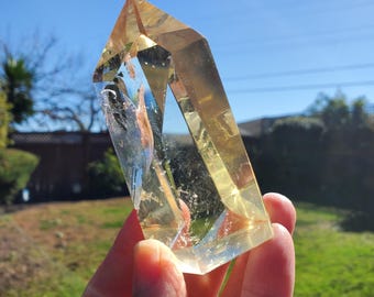 Chunky Citrine Tower with Rainbows - Abundance, Energizing, Creativity, New Beginnings - Golden Quartz Crystal Point Gemstone
