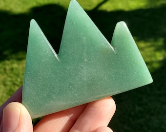 Green Aventurine Mountain Carving - Manifestation, Prosperity, Wealth, Luck - Crystal Mountain Range Scenic Display Healing Gemstones