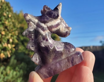 Small Dream Amethyst Unicorn - Calming, Energetic Protection, Positivity, Divine Love - Purple Amethyst Crystal Unicorn Healing Gemstones