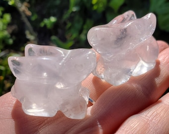 Quartz Bunny - Counteracts the Negative, Energizes Positive Energy, Cleanses Your Aura - 1.50" Clear Quartz Crystal Rabbit Healing Stone