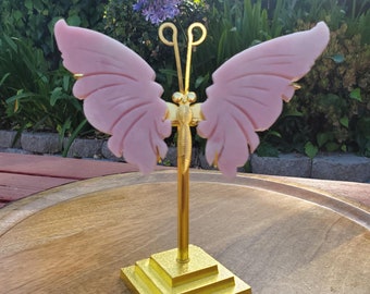 Pink Opal Butterfly - Activates Heart Chakra, Strengthens Connection To Yourself, Individuality - Pink Crystal Butterfly Carving