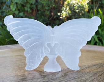 Standing Selenite Butterfly - Tranquility, Blessings, Love & Light - 4.6" Satin Spar Butterfly Display Healing Stone Crystal