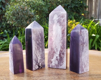 High Quality Lepidolite Tower - Gemmy Purple Mica Point - Transitions, Stress Relief, Calming - Mica Crystal Point Healing Stone