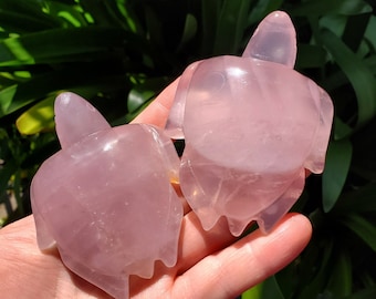 Rose Quartz Turtle - Universal & Unconditional Love, Compassion, Kindness - Crystal Turtle Healing Gemstone