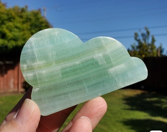 Standing Pistachio Calcite Clouds - Physical Healing, Transitions, Understanding - Calcite Healing Crystal Cloud Carved Gemstone Decor