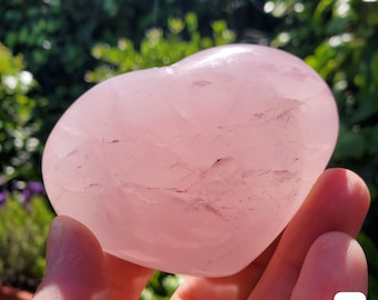 Big Puffy Rose Quartz Heart - Unconditional Love, Compassion, Kindness, Self Love - Pink Heart Crystal Stone Healing Gemstones