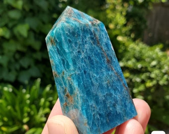 Blue Apatite Tower - Intuition, Mental Clarity, Manifestation - Blue Vein Crystal Point Stone Crystal Healing