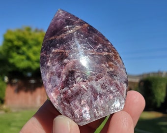 Flashy Mica Flame - High Quality Purple Mica - Helps Through Transitions, Stress Relief, Calming - Flashy Lepidolite Flame Healing Gemstone