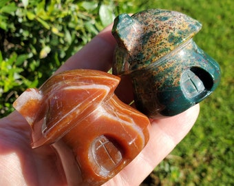 Ocean Jasper Mushroom House - Strength & Renewal - Jasper Crystal Carved Mushie House Healing Crystals Gemstones