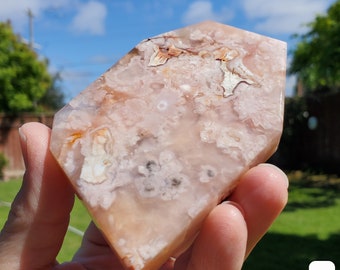 Carnelian Flower Agate Freeform - Confidence, Self Improvement, Spiritual Healing, Manifestation - Pink Agate Carnelian Crystal Plate
