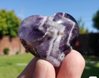 Small Dream Amethyst Puffy Heart - Calming, Energetic Protection, Positivity, Divine Love - Purple Amethyst Crystal Heart Healing Gemstone