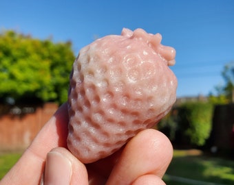Pink Opal Strawberry - Activates Heart Chakra, Strengthens Connection To Yourself, Individuality - Pink Crystal Strawberry Carving