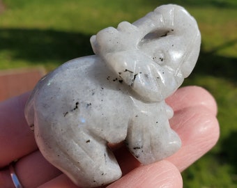 Small Labradorite Elephant - Awareness, Connection, Intuition - Crystal Elephant Lab Carving Healing Gemstone