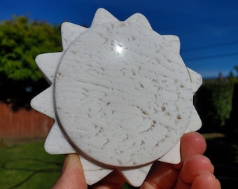Snow Agate Sun - Balances Females Ying Yang Energy, Opens Door to Opportunity - White Plume Agate Crystal Sun Healing Gemstone