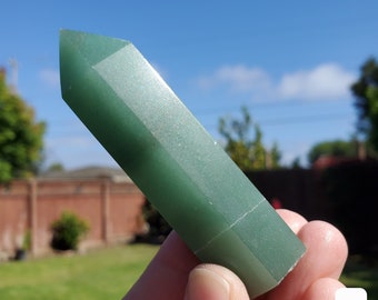 Green Aventurine Tower - Manifestation, Prosperity, Wealth, Luck - Green Strawberry Quartz Crystal Point Healing Gemstones