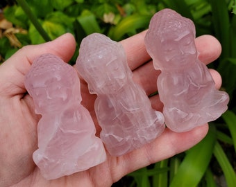 Rose Quartz Buddha - Unconditional Love, Compassion, Forgiveness - 2.6" Pink Crystal Sitting Buddha Healing Crystals Gemstones
