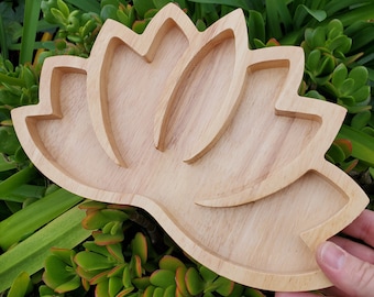 10.75" Wood Lotus Tray - High Quality Wood Crystal Tray For Stones - Wooden Tray - Organizer - Crystal Storage - Crystal Display