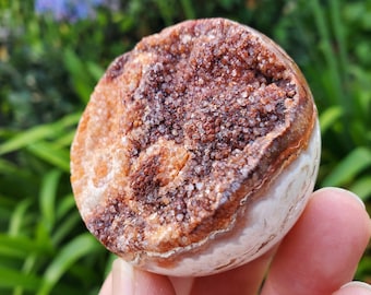 Pink Lace Agate Druzy Half Sphere - Balance of the Physical, Mental & Emotional - Pink Agate Crystal Ball Healing Gemstone