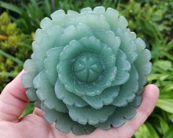 Big Green Aventurine Rose - Manifestation, Prosperity, Wealth, Abundance - Aventurine Crystal Rose Carved Flower Healing Gemstones