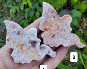 Chunky Pink Lace Agate Druzy Fairy - Balance Physical, Mental, Emotional - Pink Agate Crystal Fairy Carving Healing Gemstones