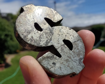 Pyrite Money Sign - Blocks Negativity, Blocks EMF, Boost Personal Power - Pyrite Money Crystal Carving Healing Gemstones
