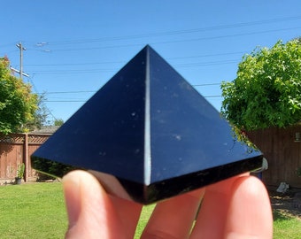 Black Obsidian Pyramid - Self Reflection, Release Negative Energies - 2.6" Obsidian Black Pyramid Healing Crystals Gemstones