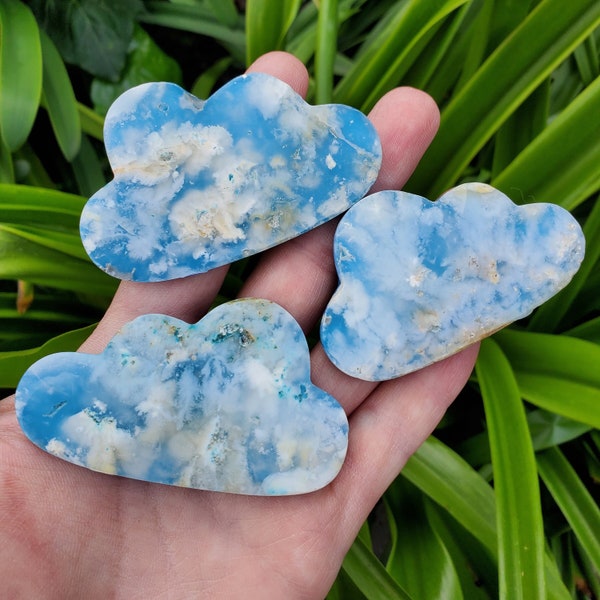 Snow Agate Cloud Doublet - Balances Females Ying Yang Energy - 2.85" to 3.15" White Plume Agate Cloud Healing Gemstones
