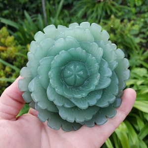 Big Green Aventurine Rose - Manifestation, Prosperity, Wealth, Abundance - Aventurine Crystal Rose Carved Flower Healing Gemstones