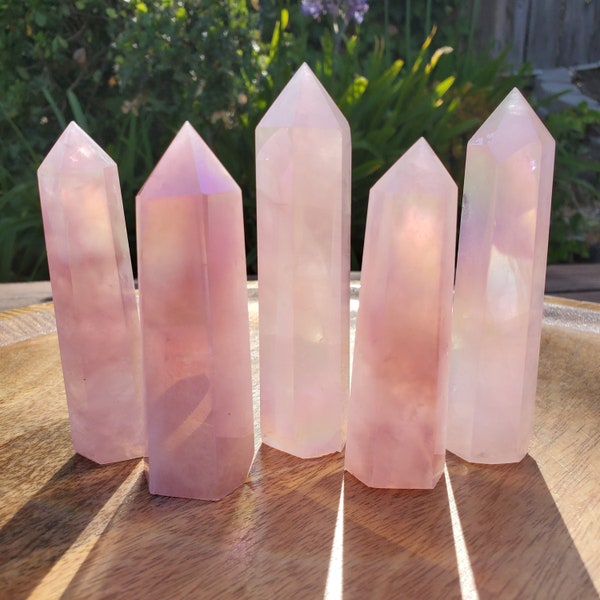 Aura Rose Quartz Tower - Unconditional Love, Compassion, Self Love - Angel Aura Pink Crystal Generator Healing Gemstones