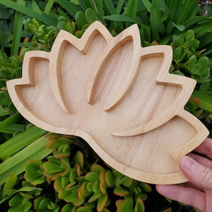10.75" Wood Lotus Tray - High Quality Wood Crystal Tray For Stones - Wooden Tray - Organizer - Crystal Storage - Crystal Display