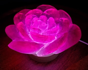 Big Pink Purple Fluorite Flower Light - The Dream Crystal, Mental Concentration, Clears Negativity - Mica Fluorite Crystal Rose Statement