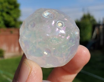 Aura Quartz Full Moon Sphere - Counteracts Negative Energy, Magnifies Positive Energy, Cleanses Aura - Angel Quartz Crystal Ball Gemstone