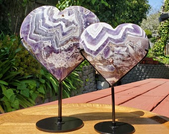 Big Chunky Dream Amethyst Heart on Stand - Calming, Energetic Protection, Positivity, Divine Love - Purple Crystal Healing Statement